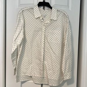 JJill button down shirt. Off-white with black polka dot. New w/o tags.